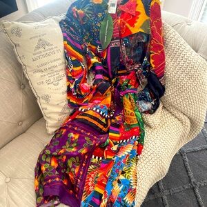 Farm Rio Mixed Scarves Shirtdress